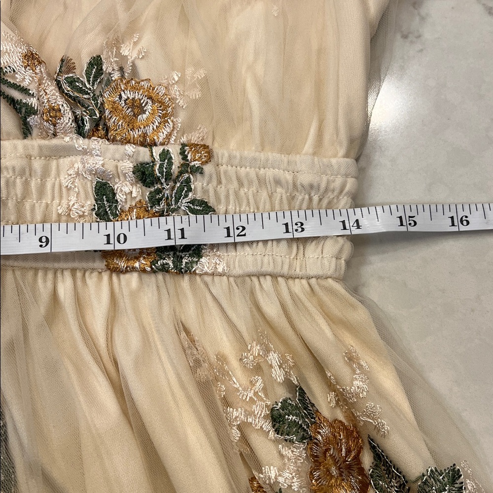 Baltic Born Cynthia Cream Embroidered Tulle Tier Midi Dress Size Large - Picture 9 of 11